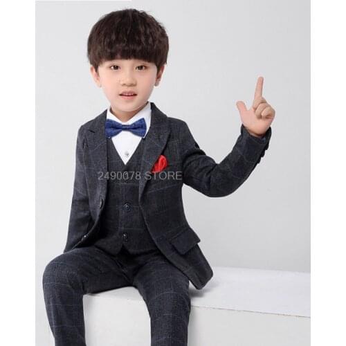 Flower Boys Formal Wedding Suit Gentleman Host Costume Japan Kids Birthday Party Blazer Jacket Vest Pants Tuxedo Dress