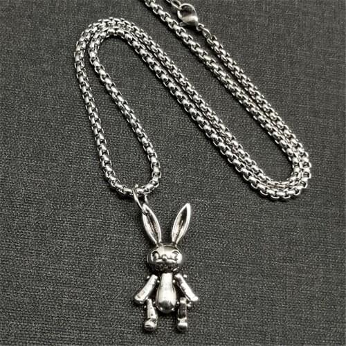 JUCHAO Stainless Steel Rabbit Necklace Joint Can Move Long Simple Net Red Ins Fashionable All-around Men Women Sweater chain