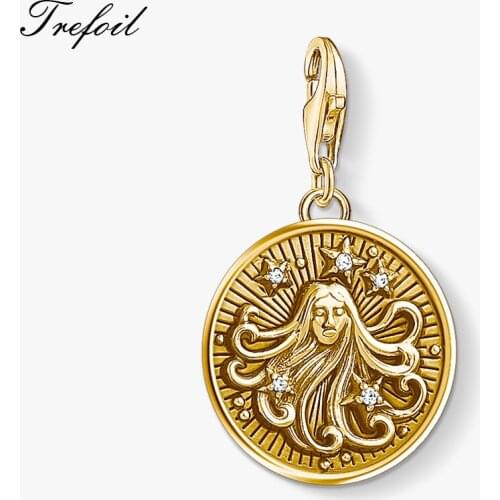 Virgo Charms Pendant,Jewelry 925 Sterling Silver Vintage Zodiac Gift For Women Men Boy Girls Fit Bracelet Necklace Bag 2019 New