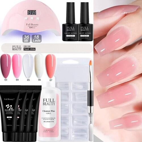 Poly Extention Gel Kit Acrylic Fast Builder UV Gel Set Semi-Permanent Nail Lamp Nail Form Nails Accessories Tool Kit NL1863