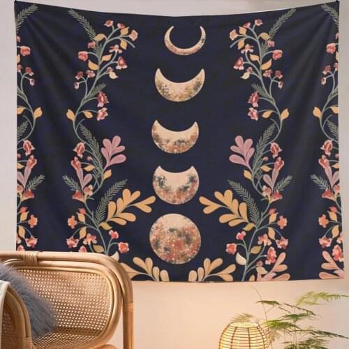 Psychedelic moon flower tapestry home bedroom decoration background cloth art wall hanging cloth can be customized 95*73cm