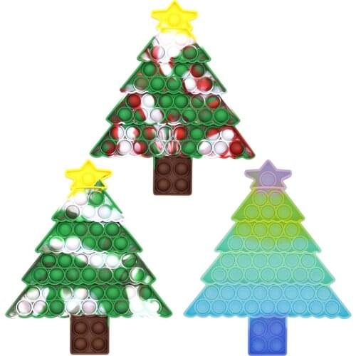 Rainbow Christmas Tree Shaped Fidget Toys Push Bubble Sensory Autism Relief Stress Toys Adult Children Anti Stress Toy