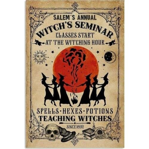 Salem annual witch seminar metal tin bar club home retro style art decorative painting wall card