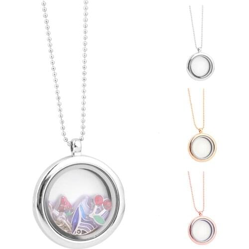 DIY Glass Ball Necklace Charms Pendant Floating Charms Round Locket Necklace Gold Chain Necklace for Women Jewelry Fashion