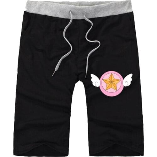 Anime Card Captor Sakura shorts Men Short Sweatpants Workout Solid Knee Length Short Pants Casual shorts teenagers