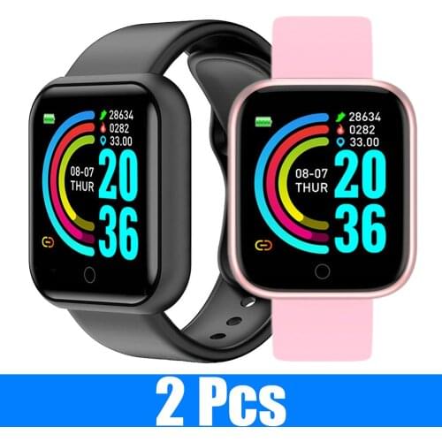 2 PCS Y68 Smart Watch Fitness Tracker Blood Pressure Smartwatches Waterproof Heart Rate Monitor Bluetooth Smart Wristwatch