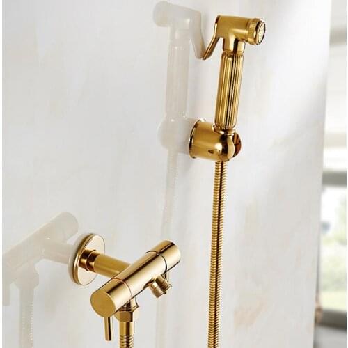 Bathroom Bidet faucet toilet bidet shower set Portable bidet spray with ABS gold shower holder and 1.5 m hose hand held bidet