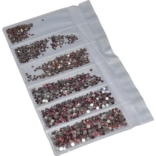 1728pcs/Bag SS4 - SS12 Mix Size Crystal Glass Non Hotfix Flatback Nail Art Rhinestones For 3D Nail Art Rhinestones Decoration