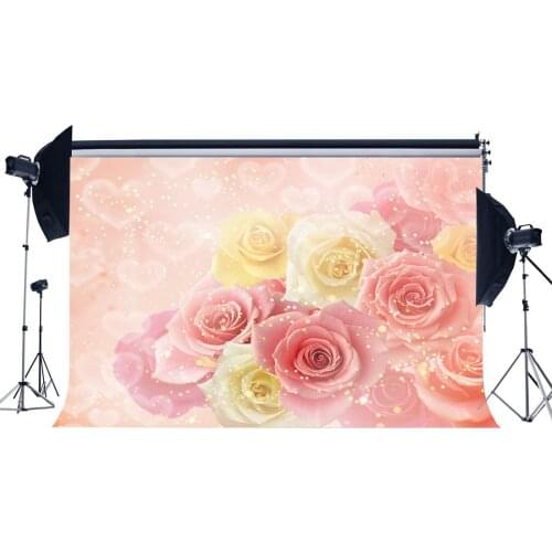 Wedding Ceremony Backdrop Baby Shower Backdrops Blooming Fresh Flowers Bokeh Glitter Sequins Background