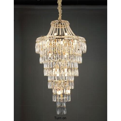 LED Modern Crystal Chandeliers American Crystal Chandelier Light Fixture Luxury Villa Stair Spiral BigLong Home Indoor Lighting