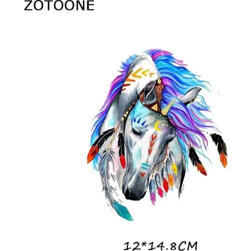ZOTOONE Iron On Transfers For Kids Clothes Colorful Horse Patch A-Level Washable T-shirt Diy Decoration Applique thermal Press