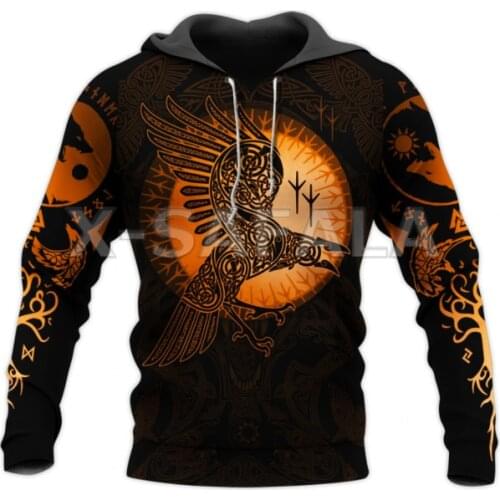 Viking Eagles Tattoo 3D Full Print Hoodies Pullover Sweatshirts Man Women Harajuku Outwear Casual Unisex Zipper Jacket Tracksuit