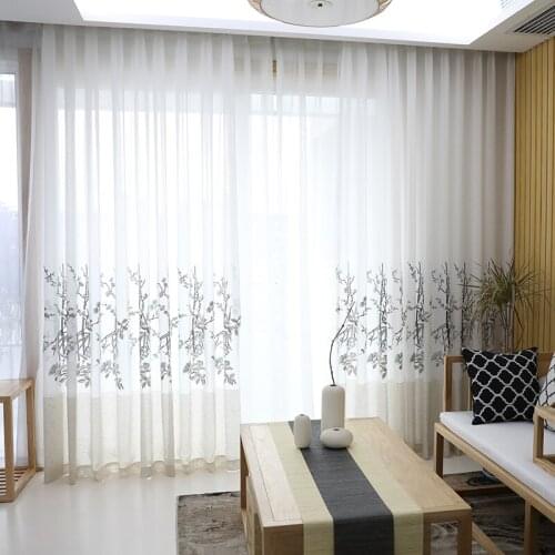 Chicity Chinese Style Tulle Curtains For Living room Embroidered Plum blossom Tulle for bedroom and kitchen customized