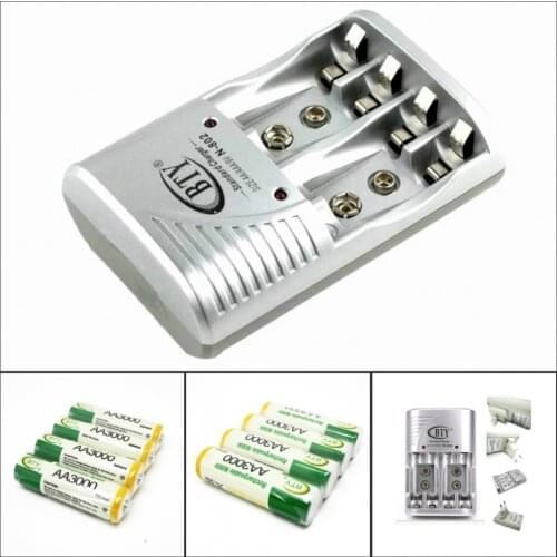 Smart AA AAA Rechargeable Battery BTY N-802 Charger+8x AA 3000Series 1.2v 850mah rechargeable Ni-MH battery