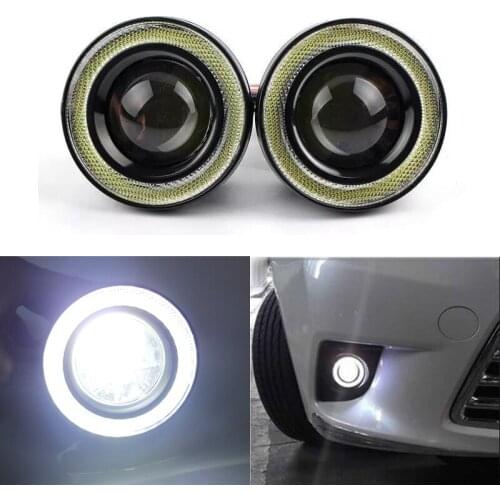 2PCS 12V Universal Car LED Angel Eyes Fog Lamp Driving Lights White Blue Yellow Ice-Blue 2.5 3 3.5 Inch Car Styling Accessories