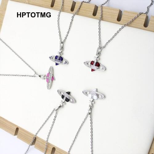 Vintage Silver Color Aesthetic Heart Pendant Chain Necklace for Women Luxury Charms Jewelry Shiny Zircon Wedding Party Gifts Ins
