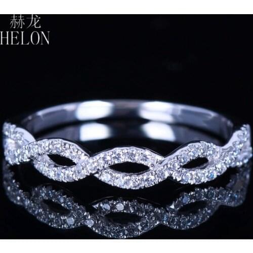 HELON 925 Sterling silver Pave Setting 0.24ct Natural Diamonds Anniversary Women Trendy Fine Jewelry Engagement Wedding Ring
