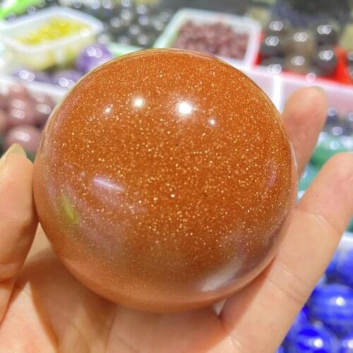 Golden Sand Gem Stones Round Ball Crystal Healing Sphere Massage Rock Decor Jewelry Design home decoration gift