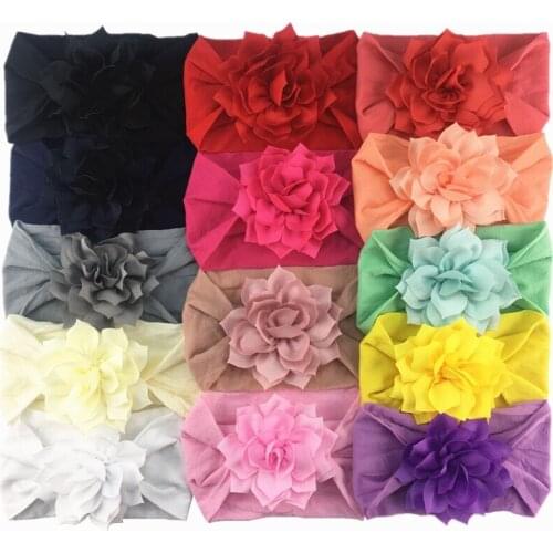 1PCS Chiffon lace flower baby headband New Soft Nylon Knit Baby Heaband Cute Bow Elastic Haarband Baby Hair Accessories