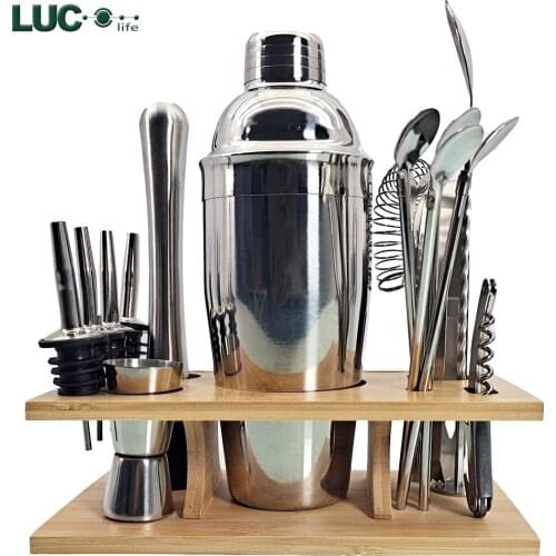 16-PCS Cocktail Shaker Bar Set Stainless Steel Bartender Kit Mixer Drink Bartender BrowserKit Bars Set Tool Accessories Tools