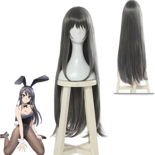 2019 Anime Mai Sakurajima Cosplay Hair 80cm Seishun Buta Yarou wa Bunny Girl Senpai no Yume wo Minai Cosplay Long Hair Headwear