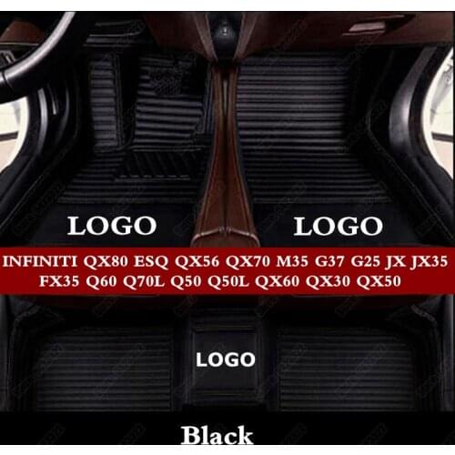 3D Car Floor Mats for INFINITI QX80 ESQ QX56 QX70 M35 G37 G25 JX JX35 FX35 Q60 Q70L Q50 Q50L QX60 QX30 QX50 Leather Car Foot Pad