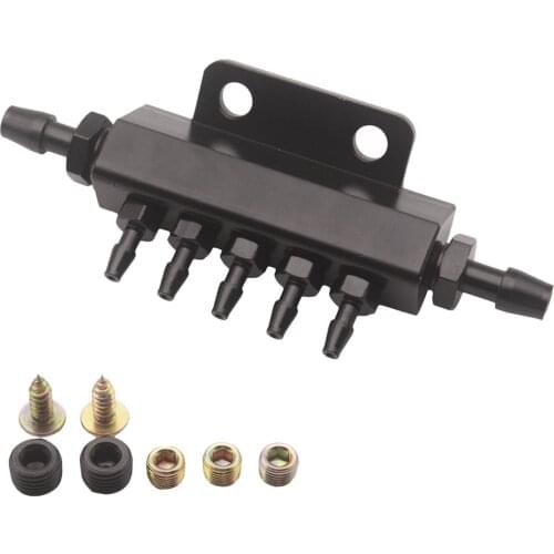 5 Port VACUUM Block Intake Manifold Fuel Gas Wastegate Turbo Boost Black