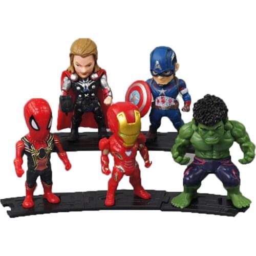 5pcs/set Marvel Avengers Unlimited War Tanos Iron Man Spider Man Captain American Hulk PVC Action Doll Toys
