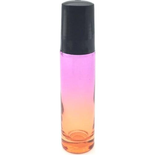 50pcs Empty Essential Oil 10ml Thick Roller Glass Bottle Gradient Color Red-orange Perfume Roll on Ball Bottle