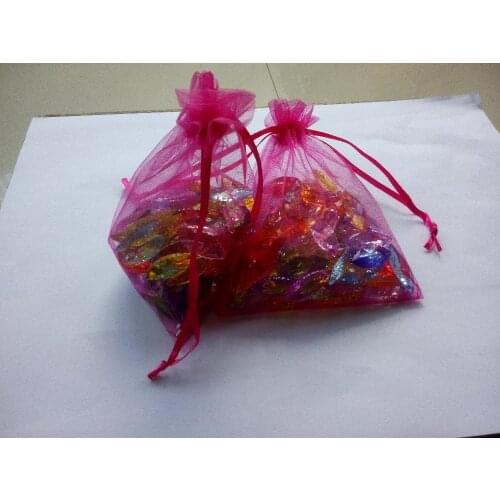500pcs 13*18 Rose red gift bags for jewelry/wedding/christmas/birthday Organza Bags with handles Packaging Yarn bag