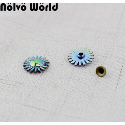 100pcs 9mm 11mm Sun flower DIY shoes accessories metal nail round nail bags bracelets screws decorative nail rivets