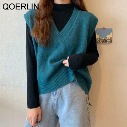 Basic Thick Crop Sweater Vest Pullover Women Autumn Winter Casual Sleeveless Waistcoat Female Chic Vest Sweater Jumpers Top Knit