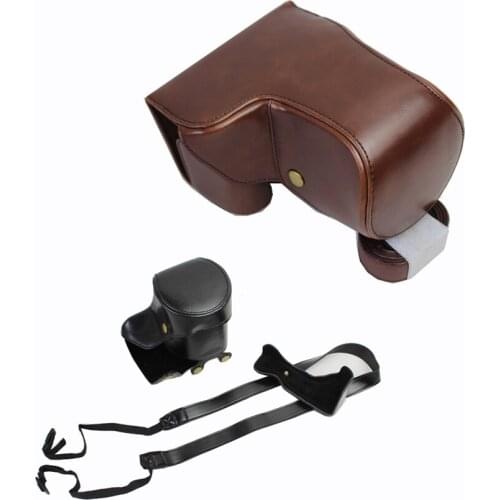 Portable PU Leather case Camera Bag Cover pouch for Sony A6500 With 16-70mm or 18-55mm Lens With Shoulder Strap