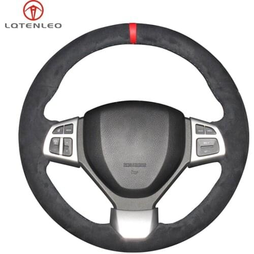 LQTENLEO Black Suede Hand Sewing Car Steering Wheel Cover For Suzuki Swift 2011-2017 Swift Sport 2011-2017 Vitara S 2015-2019