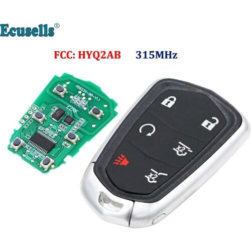 Smart Remote Key Fob 6 Button for Cadillac SRX/ATS/XTS/XTS-L/CTS/XT5 Escalade ESV 315MHz FCC: HYQ2AB with emergency key