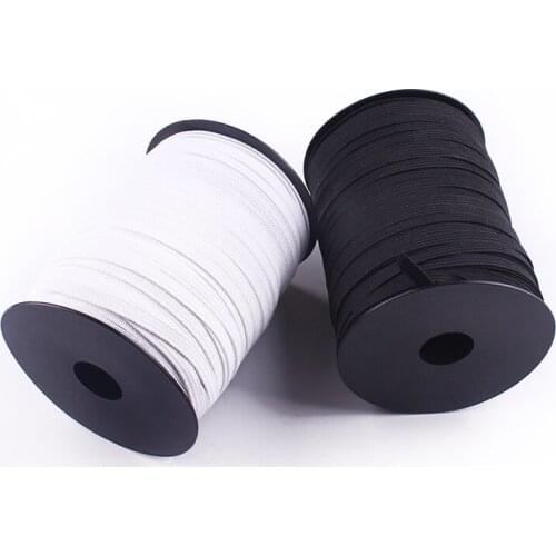 Sewing Elastic Band White Black Polyester 5 Meter 3mm/6mm Rubber Elastic Cord for Masks Clothes Garment Sewing Accessories