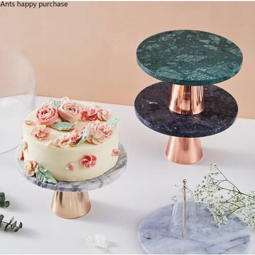 European Marble Metal Cake Tray Household Dessert Display Tray Table Decoration Cake Pastry High Tray Kitchen Storage Utensils