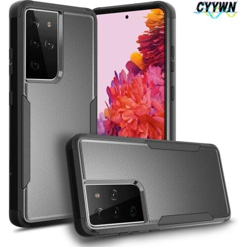 Hybrid Rugged Armor PC + TPU Silicone Shockproof Phone Case for Galaxy Samsun S21 S21Plus S21Ultra Soft Frame Back Cover