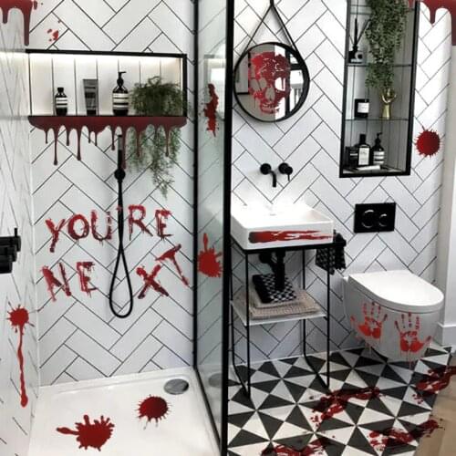 Halloween Horror Prank stickers Halloween Bloody Footprints skull Window Floor Decal Wall Door Stickers Party Decorations