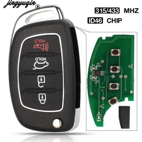 Jingyuqin 4B 315/433 MHz With ID46 CHIP Remote Car Key For Hyundai IX35 i20 Control Key With Blade