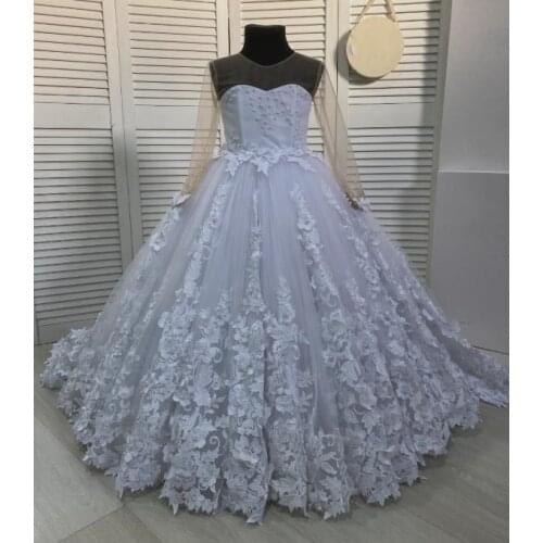 Fancy Flower Girl Dresses Vestidos daminha A Line Kids Evening Pageant Gowns Pearls Applique First Communion Dresses For Girls