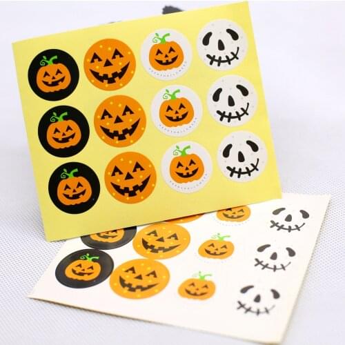 Round Halloween Gift Paper Labels Stickers,Decoration Labels Seal Stickers Halloween Party Supplies Packaging 120pcs/lot
