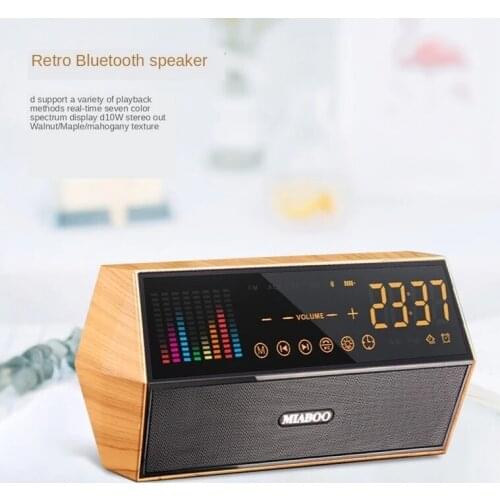 Laiyiqi wood bluetooth speaker BT clock LED Display Screens Colorful Dynamic Spectrum altavoz bluetooth con radio retro vintage