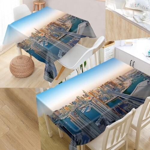 Best Dubai Night View Custom Table Cloth Rectangular Oxford Print Waterproof Oilproof Square Table Cover Party Tablecloth