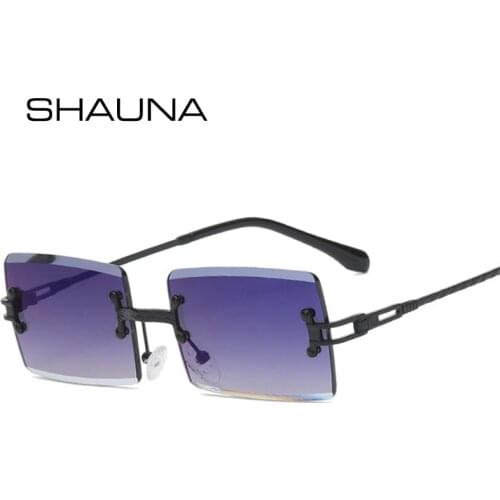 SHAUNA Fashion Rectangle Rimless Women Sunglasses Retro Gradient Eyewear Shades UV400 Men Square Trending Sun Glasses