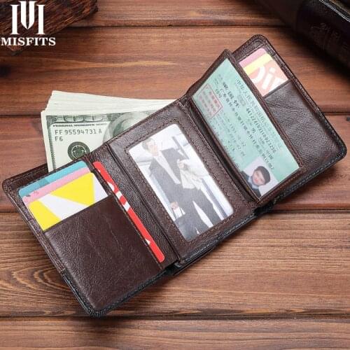 Quenya Genuine Leather Trifold Men Wallets Vintage Hasp Short Purse Big Capacity Card Holder Coin Pocket Cowhide Male Carteira