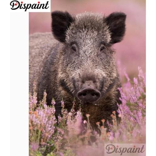 Dispaint 3D Diamond Painting "Animal Wild boar" Full Rhinestones Drill Cross-stitch Kits Square Round Diamond Embroidery A26035