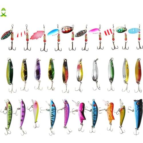 JSHANMEI Fishing Lure Kit Spinners Plastic Minnow Variety spinnerbait spoon metal lures for fishing equipment