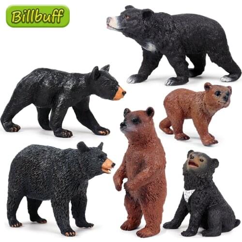 New Simulation Wild Animal Balck Bear Cub Model Action Figures Collection Miniature Cognition Educational Toys for children Gift