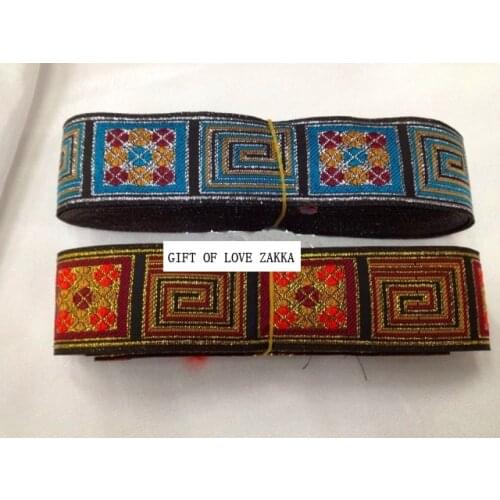 2019 NEW QUALITY 3.3cmx8Yards/Lot Woven Jacquard Ribbon Red wine rhombus Polyester DIY belt accessories